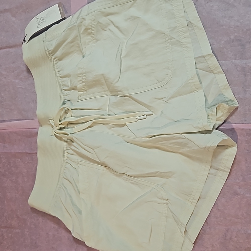 CALIA Women's Crinkle Patch Pocket 4” Shorts: MID RISE: SAGE DUNE: NWT: SIZE M